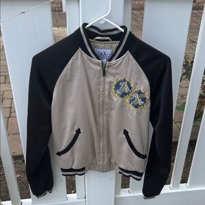 Armani Exchange Beige and Black Bomber Jacket